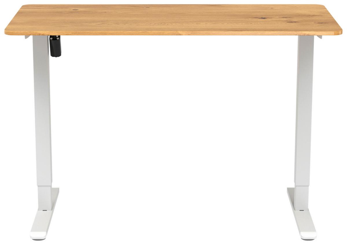 BIURKO PIKA - dąb deskowy/biały, Modern, materiał drewnopochodny/tworzywo sztuczne (120/60/70-115cm) - Livetastic