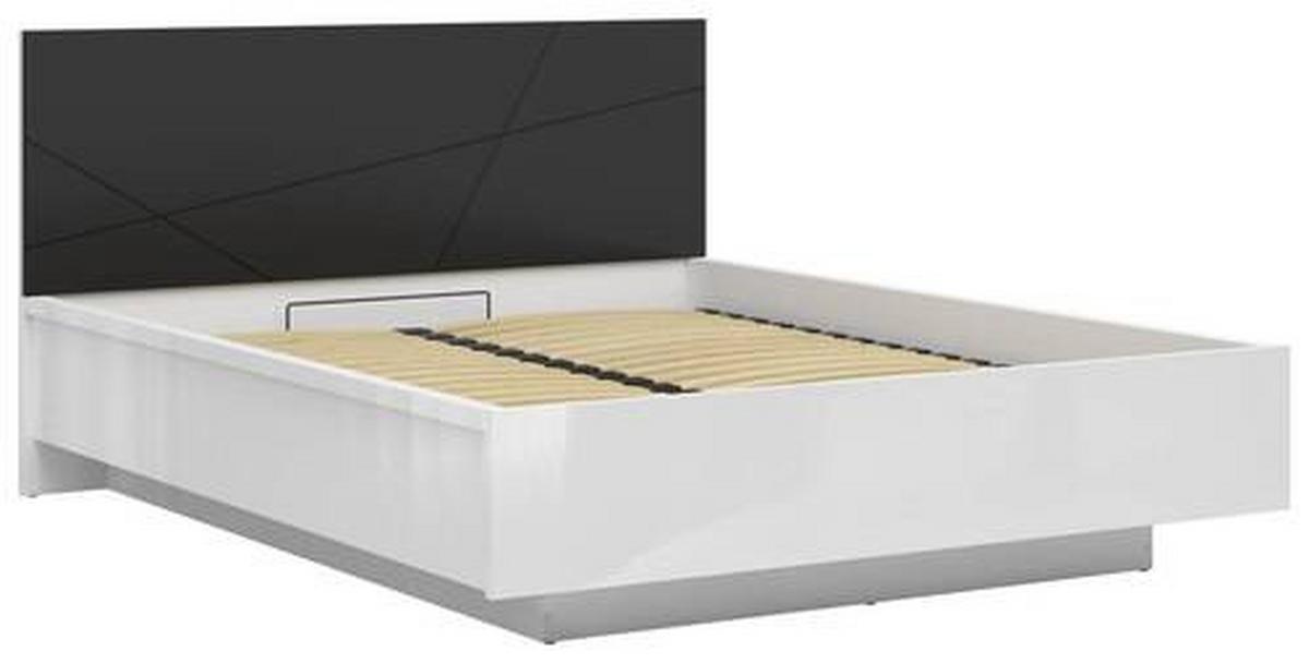 Bett Forn ca. 160x200 cm Schwarz/Weiß - Weiß Hochglanz/Schwarz, MODERN, Holzwerkstoff (160/200cm) - MID.YOU