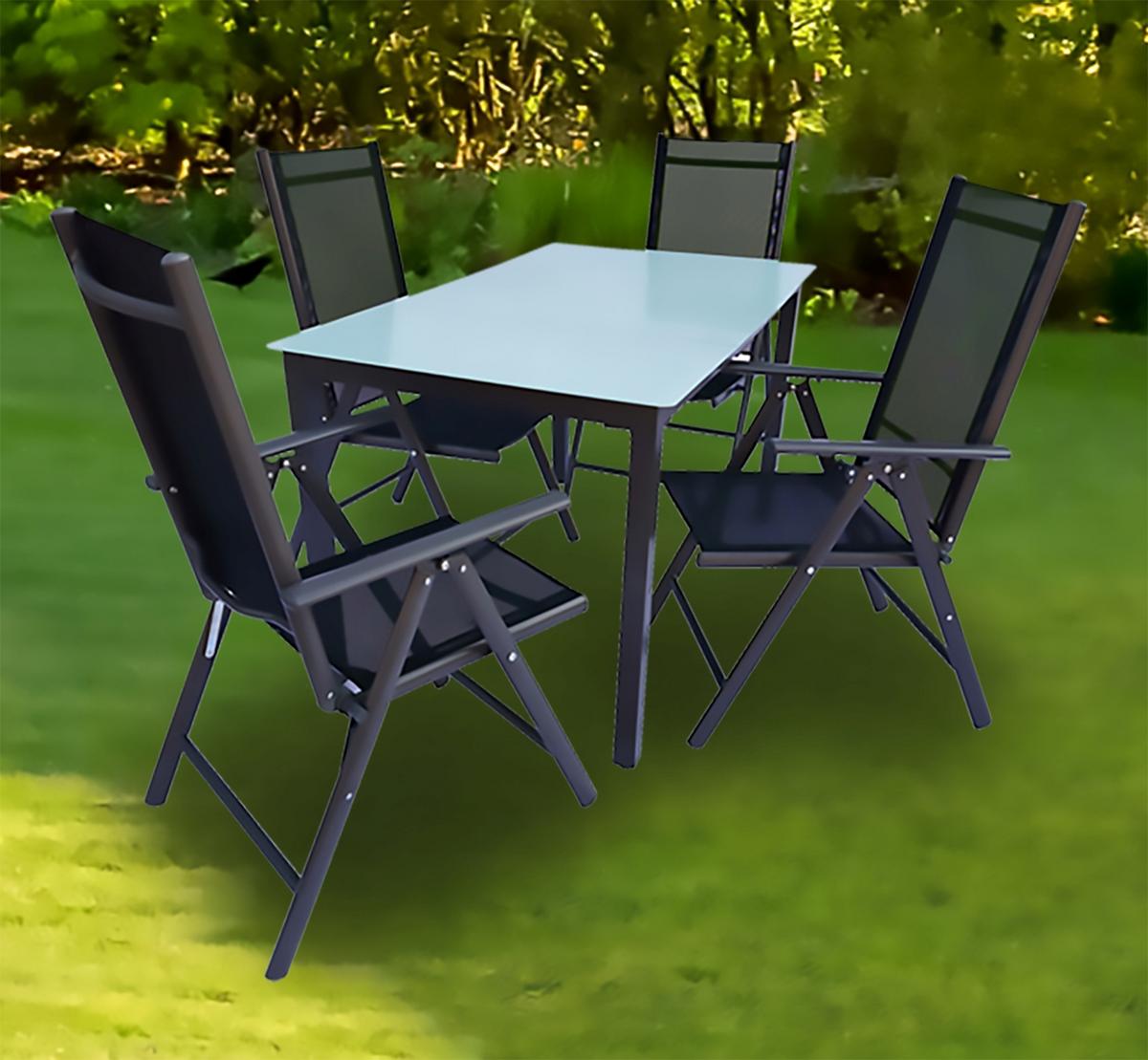 Vrtna Garnitura Gardenson, Antracit, 5-Delno - antracit, Basics, kovina/steklo - Gardenson
