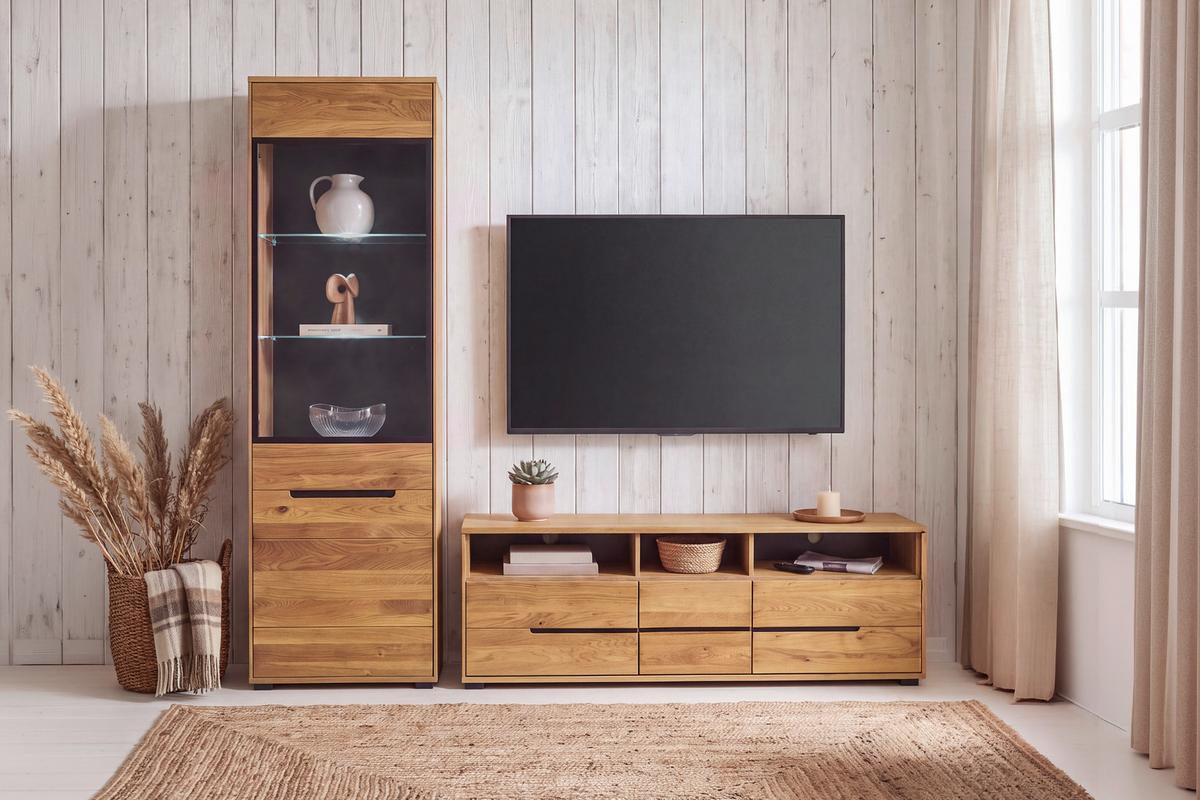 Tv Omarica Lola, Hrast - črna/divji hrast, Romantika, kovina/umetna masa (162,5/52,5/40,5cm)