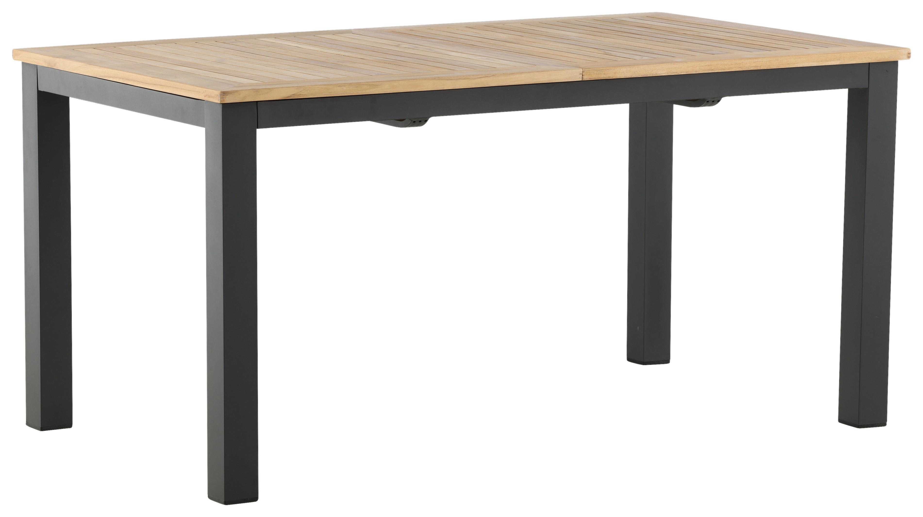 Gartentisch Panama ca. 210x90 cm Schwarz/Teakholz - Schwarz/Teakfarben, KONVENTIONELL, Holz/Metall (210/90/75cm) - Gardenson