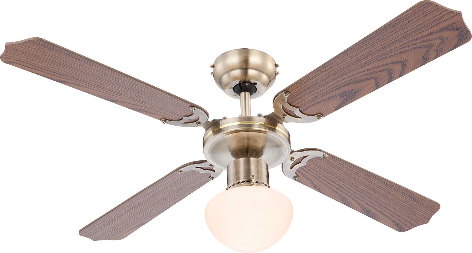 DECKENVENTILATOR LILO - Buchefarben/Messingfarben, Basics, Glas/Holzwerkstoff (106/40,6cm)
