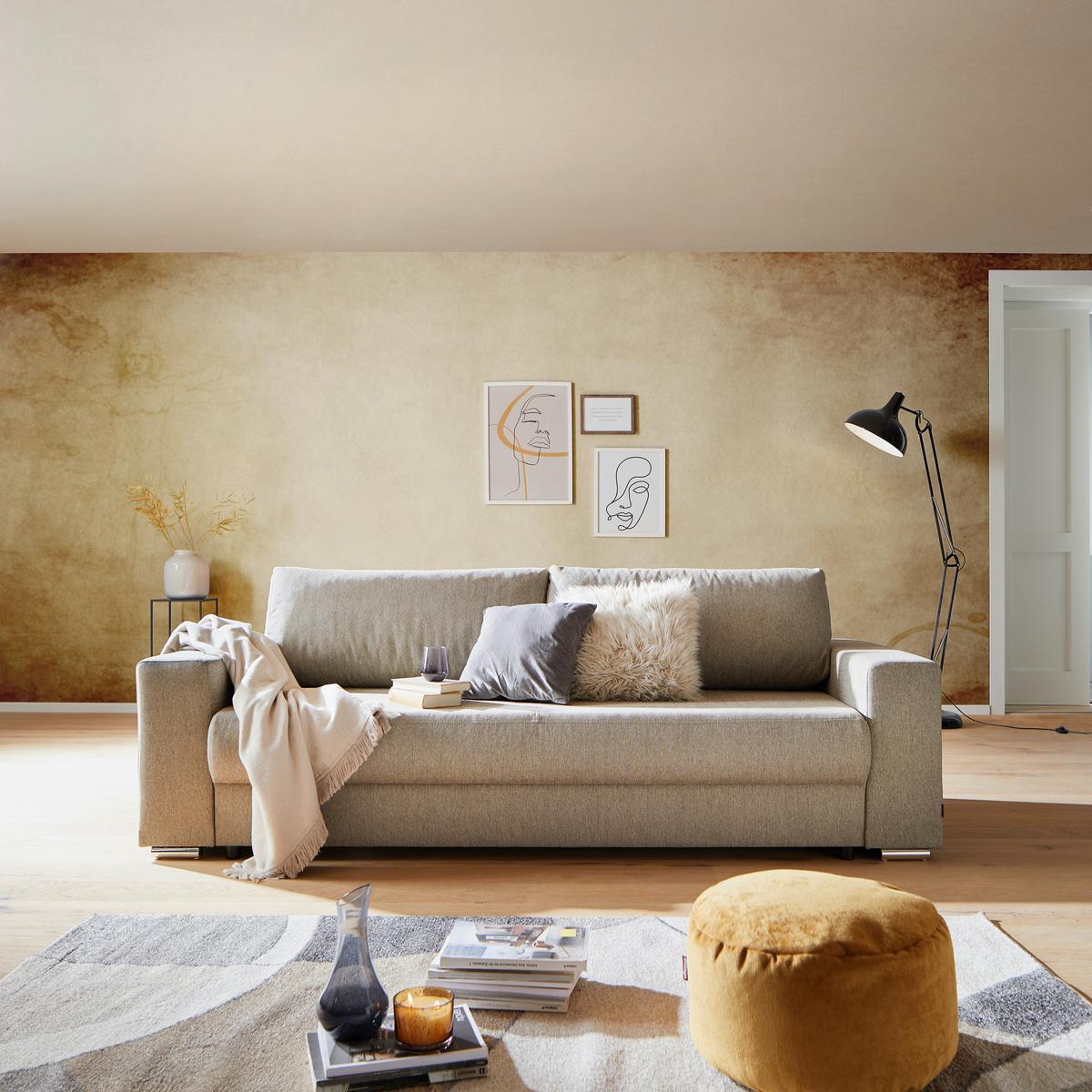 Canapea extensibila GARCIA - bej, Modern, textil (250/84/105cm) - Ondega