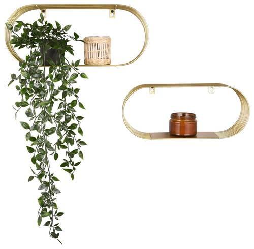 VÄGGHYLLPLAN SET JESSICA -SB- - guldfärgad, Modern, metall (43/18/10cm) - Mömax