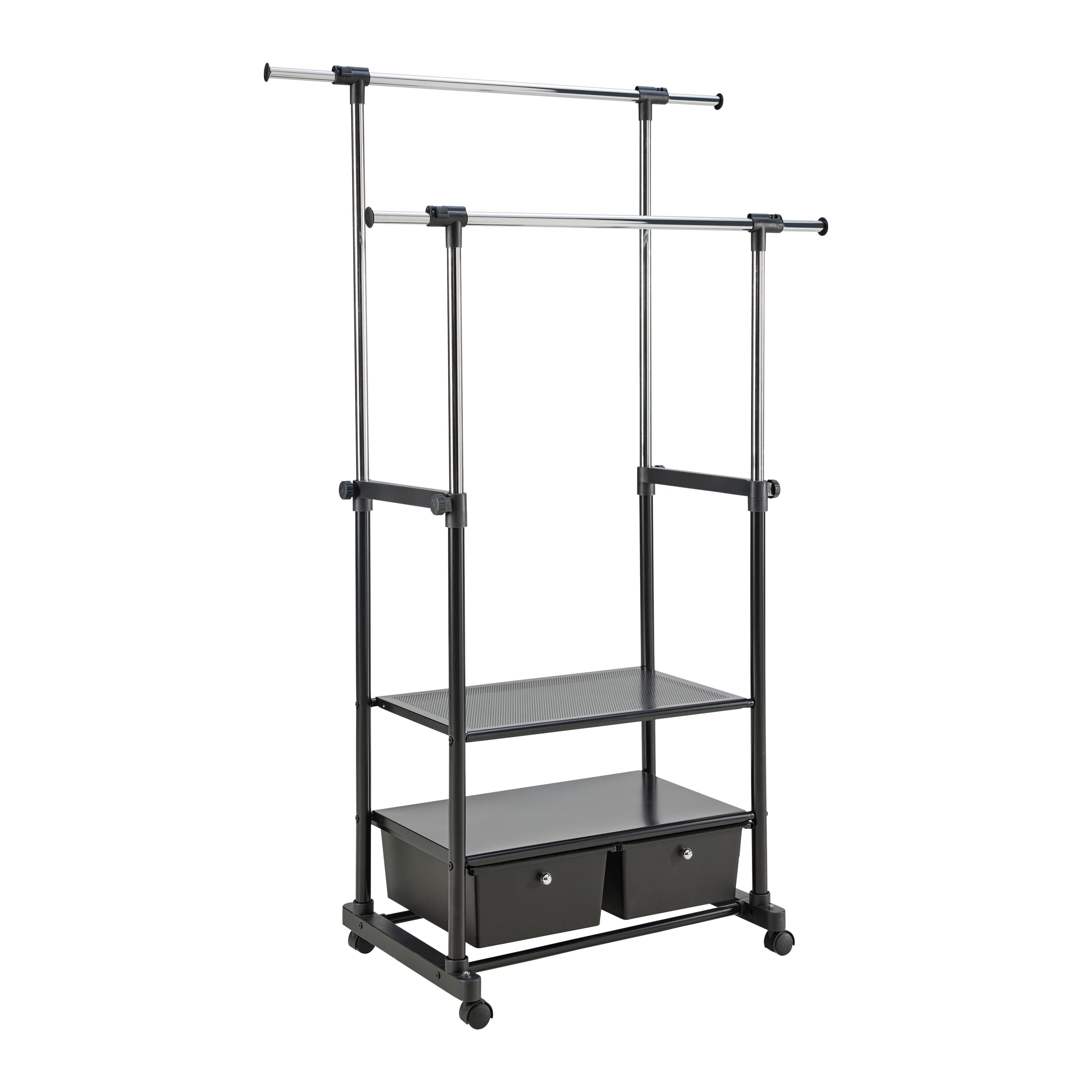 Mobilno Stojalo Za Oblačila Ben - barve kroma/črna, Moderno, kovina/umetna masa (74-123/127-163/48cm) - Mömax