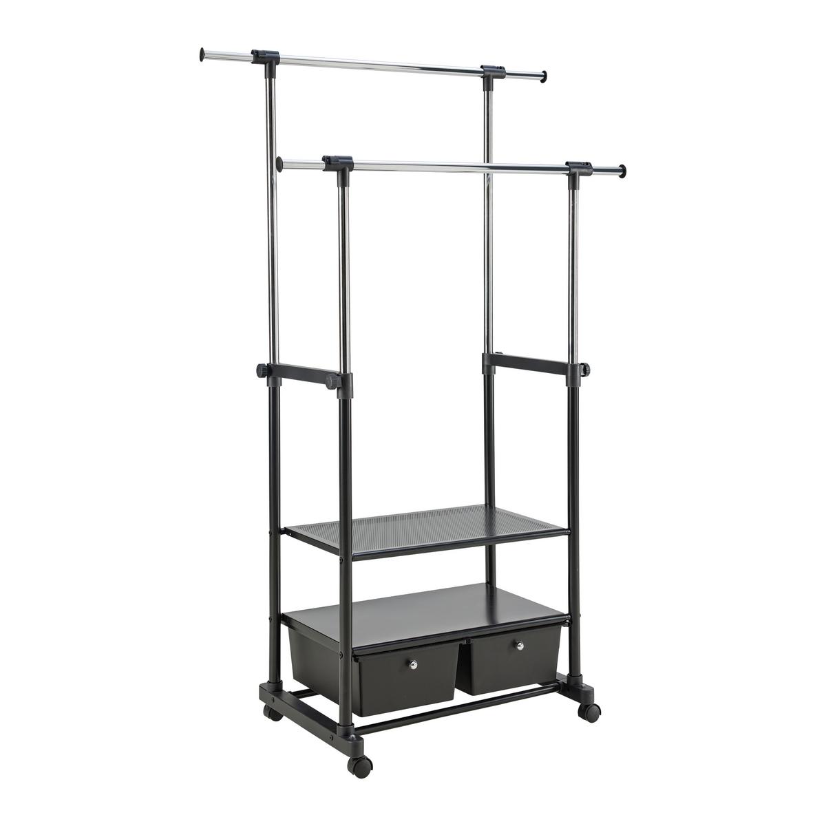 Stalak Za Odjeću Ben Ii - boje kroma/crna, Moderno, metal/plastika (74-123/127-163/48cm) - Modern Living