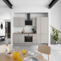 Küchenblock Touch High m. Geräten Grau - Eiche dunkel/Edelstahlfarben, MODERN, Holzwerkstoff/Metall (270cm) - Nobilia