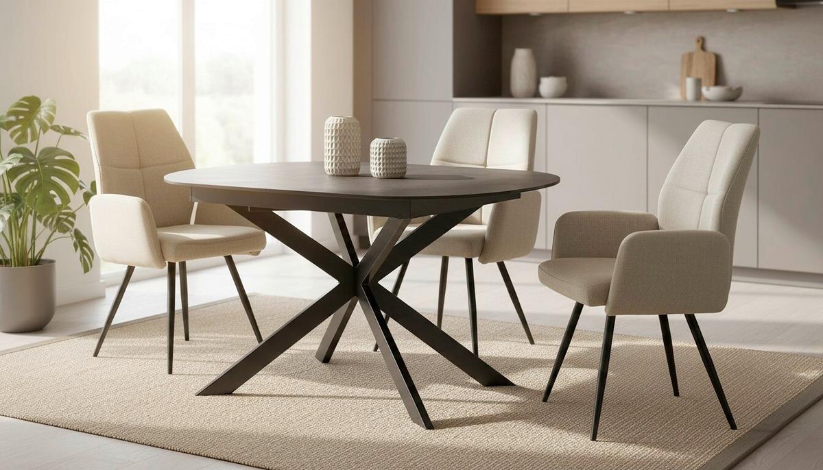Raztegljiva Miza Senna, Temno Siva, 120-180x90 - siva/črna, Moderno, kamen/kovina (120-180/90/75.5-79cm) - P & B