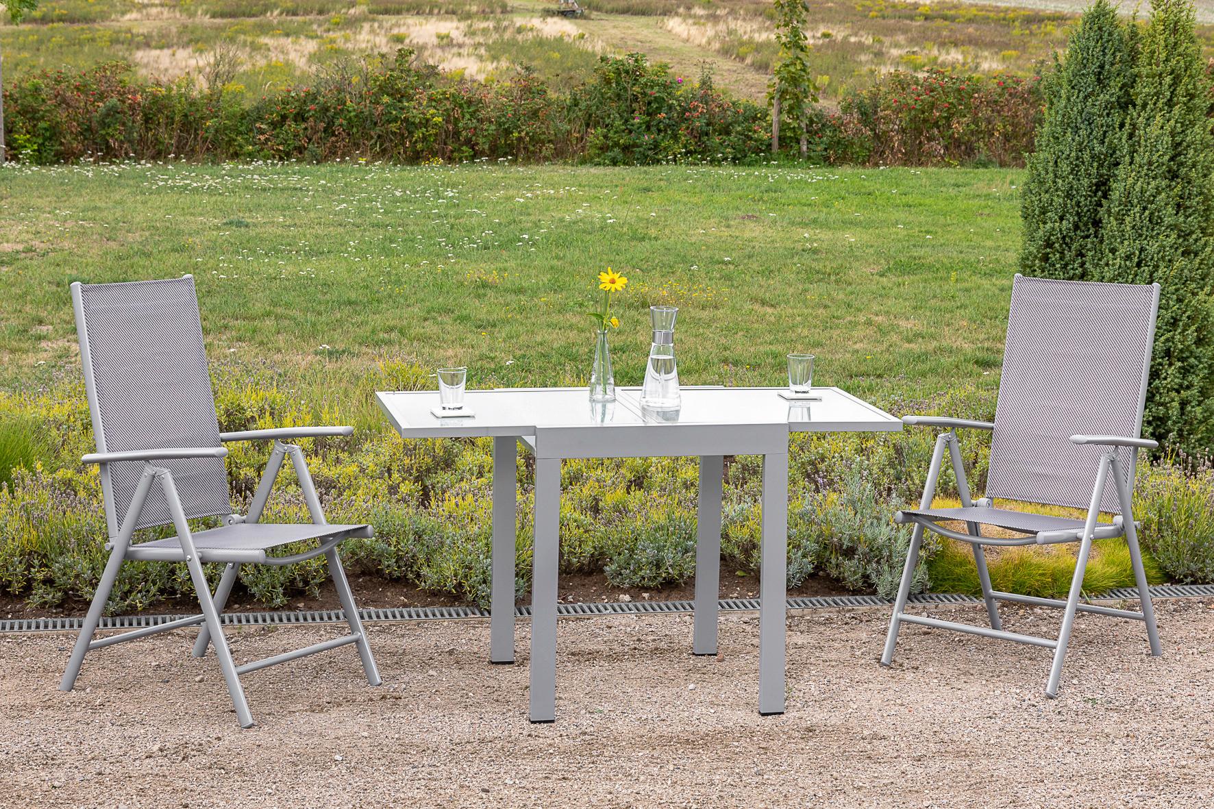 GARTENSET AMALFI - Silberfarben/Braun, MODERN, Kunststoff/Metall - Gardenson