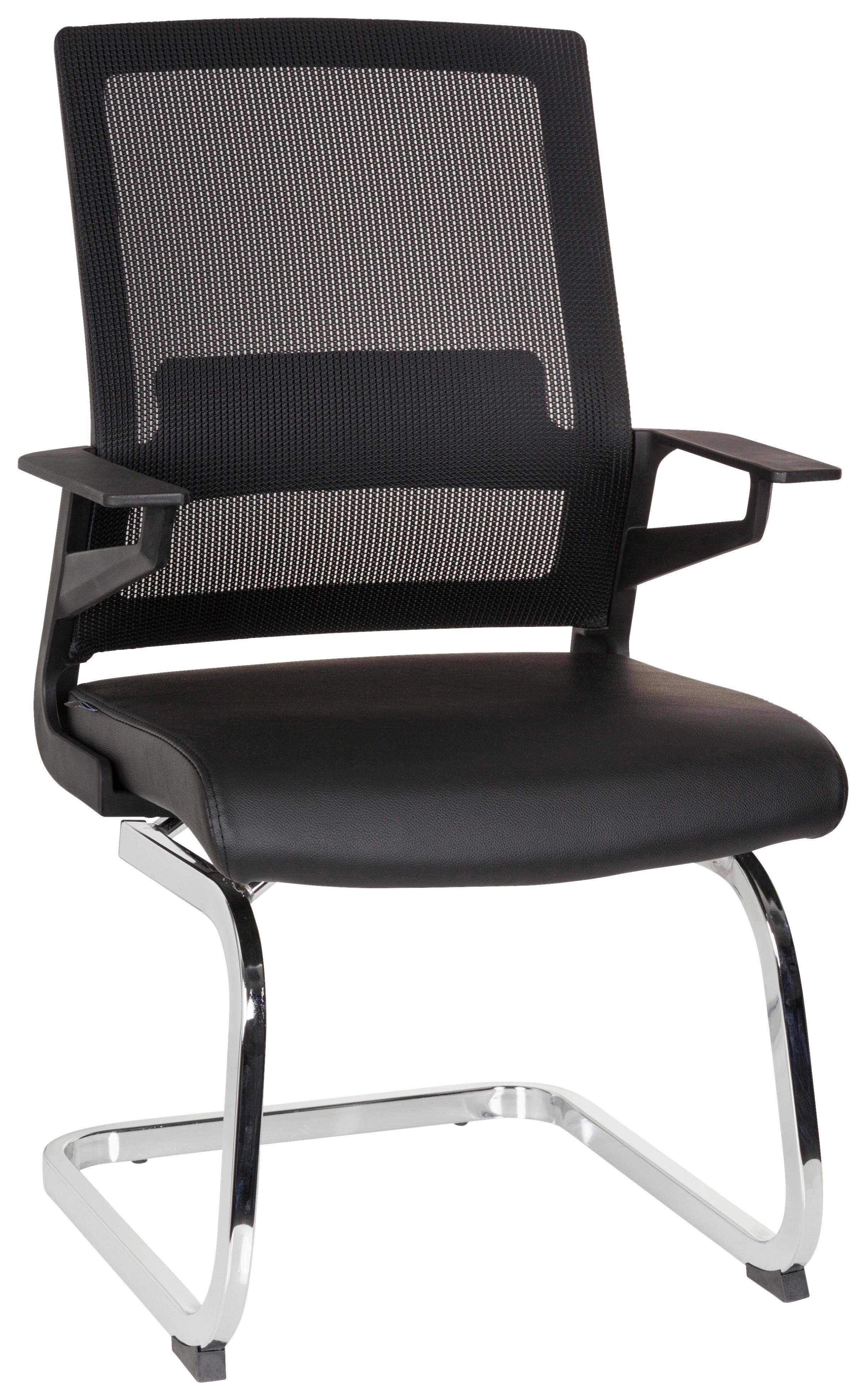 Besucherstuhl INVENTOR V PRO Schwarz - Chromfarben/Schwarz, MODERN, Kunststoff/Textil (58/95/54cm) - MID.YOU
