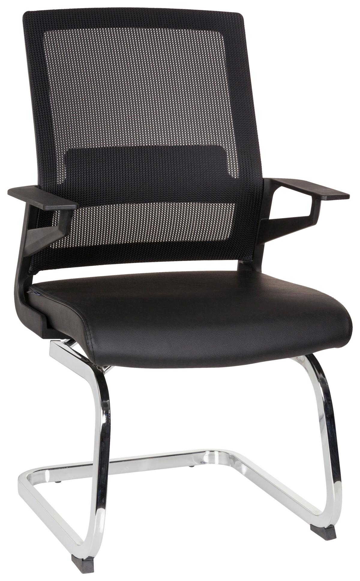 Besucherstuhl INVENTOR V PRO Schwarz - Chromfarben/Schwarz, MODERN, Kunststoff/Textil (58/95/54cm) - MID.YOU