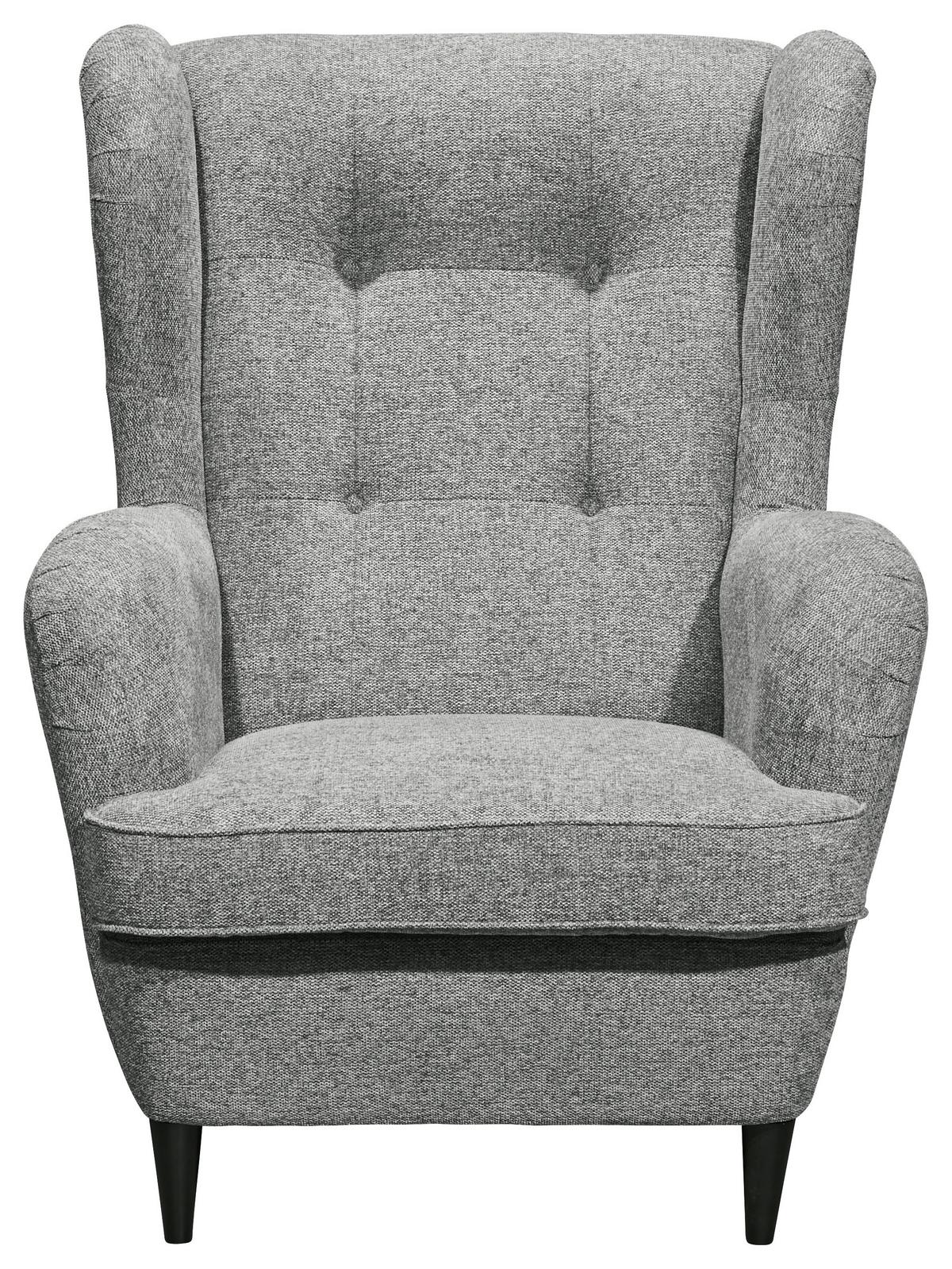 FOTEL USZAK OSKAR - czarny/szary, Basics, materiał drewnopochodny/tkanina (78/102/98cm) - MID.YOU