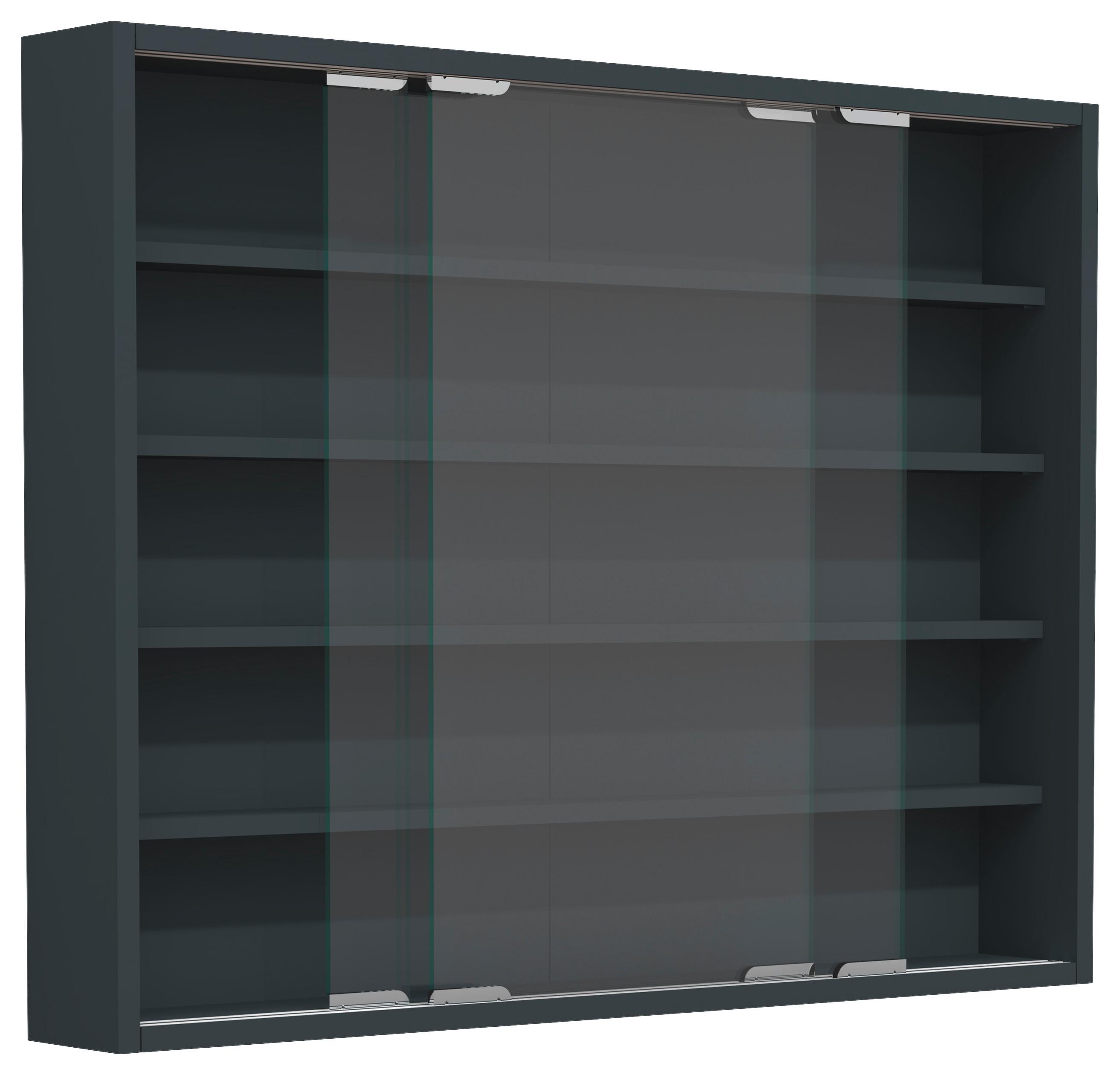 Viseča Vitrina Agisa L, Siva - srebrne barve/antracit, Moderno, steklo/leseni material (77/60/10cm) - MID.YOU