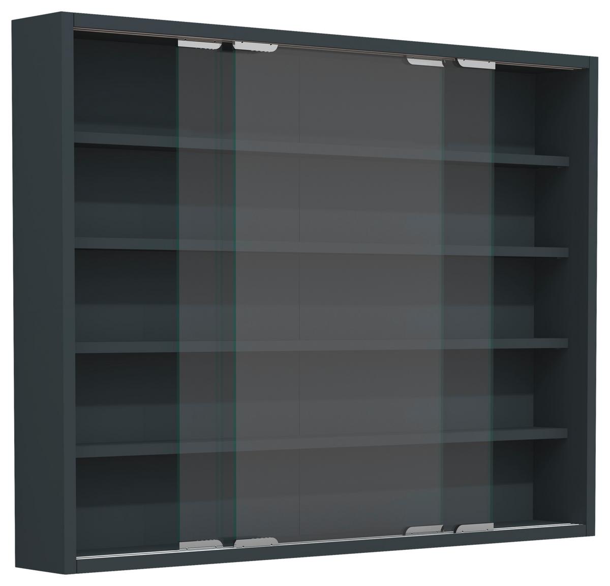 Viseča Vitrina Agisa L, Siva - srebrne barve/antracit, Moderno, steklo/leseni material (77/60/10cm) - MID.YOU