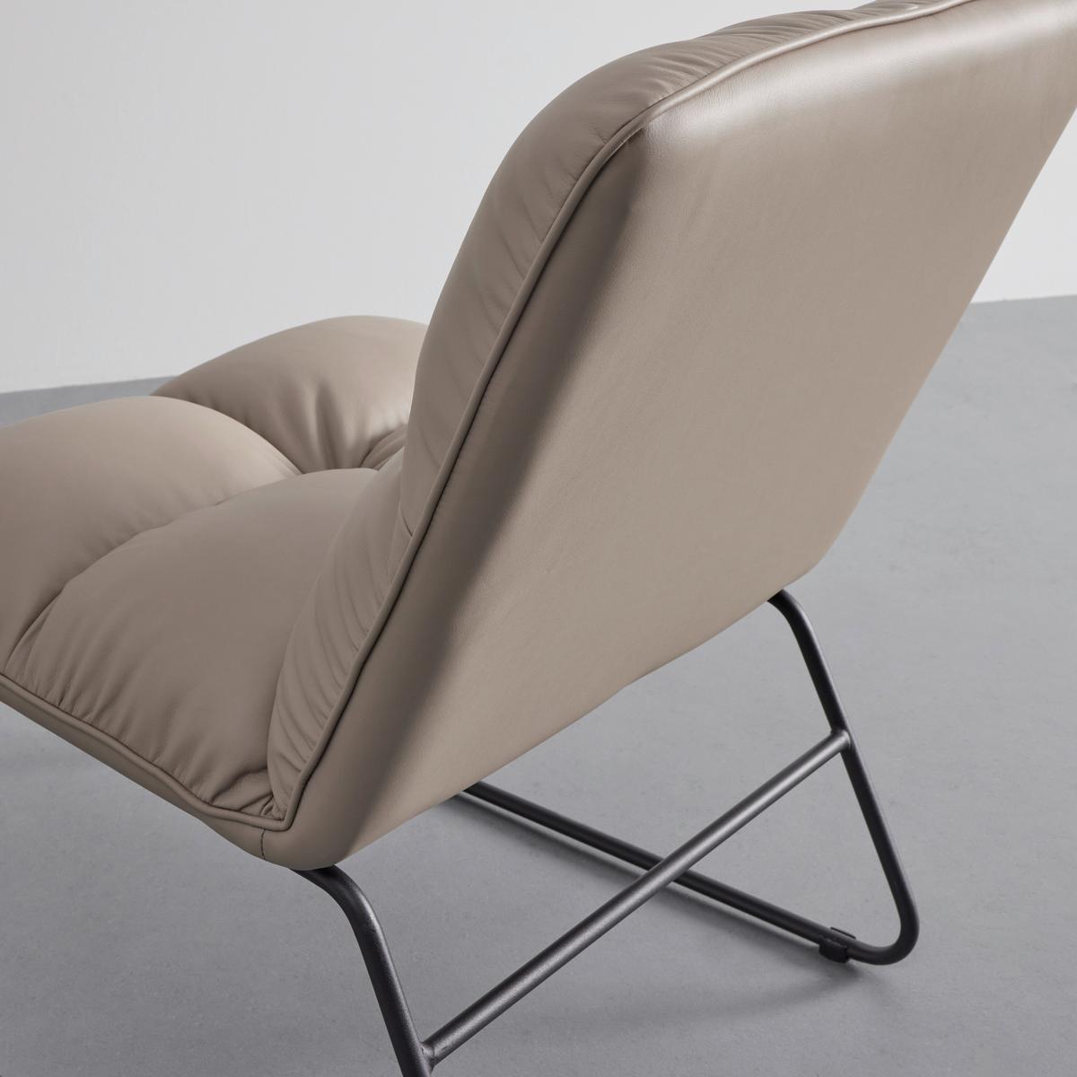 Sessel Eleina Taupe Lederlook - Taupe/Schwarz, MODERN, Textil/Metall (71/82/70cm) - Bessagi Home