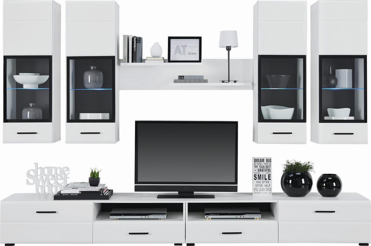 Dnevni Regal Attac 4, Bela, Črna, Led - črna/bela, Moderno, umetna masa/steklo (280/190/45cm) - Mömax