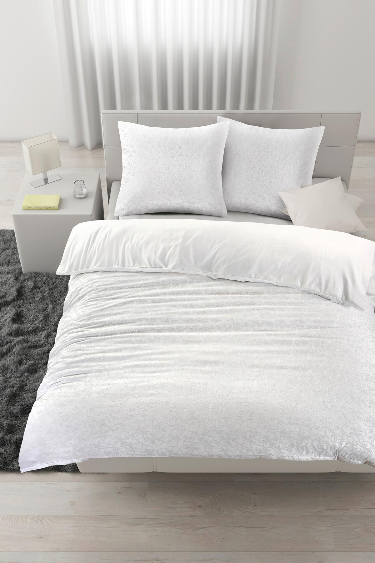Lenjerie de pat Blume cca. 200x220/2x50x70 cm - alb, Konventionell, textil (200/220cm) - Mömax