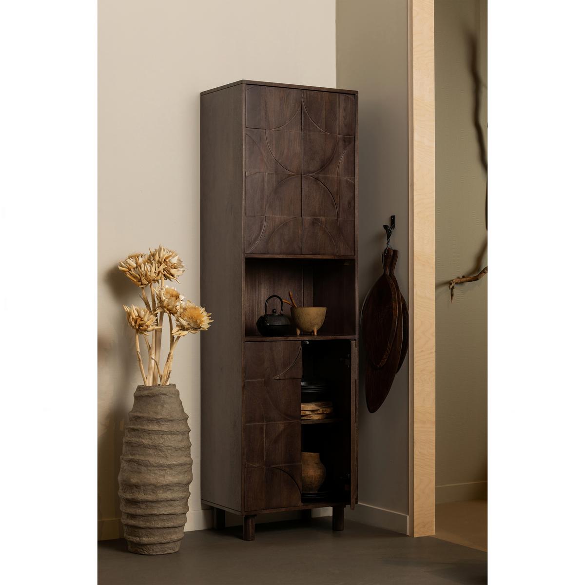 Vitrine Draw Walnussfarben - Walnussfarben, Design, Holz (60/200/40cm) - Livetastic