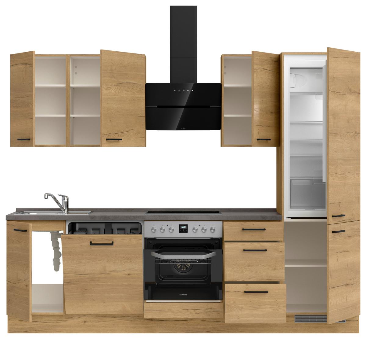 Küchenleerblock Structura High o. Geräte Eiche - Schieferfarben/Eichefarben, MODERN, Holzwerkstoff/Metall (270cm) - Nobilia
