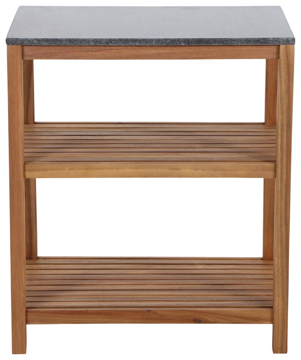 OUTDOORKÜCHE L19598 - Schwarz/Akaziefarben, MODERN, Holz/Stein (75/87/52cm) - Siena Garden