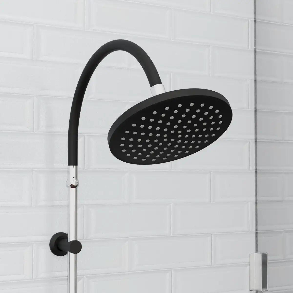 Überkopfbrauseset in Schwarz/Chromfarben - Chromfarben/Schwarz, Kunststoff (12,5/94,5/29,0cm) - Schütte