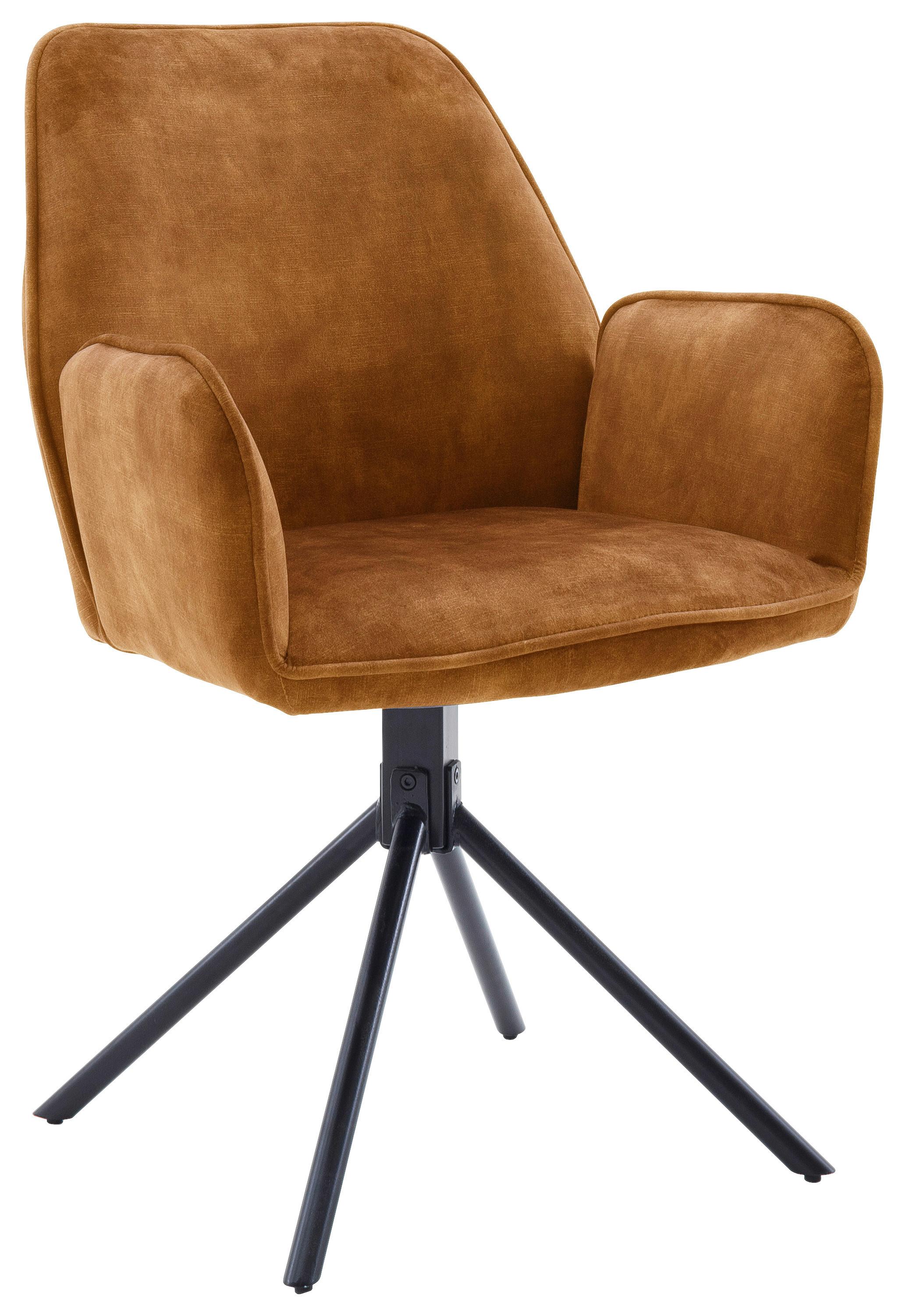 Armlehnstuhl in Currygelb/Schwarz - Currygelb/Schwarz, MODERN, Textil/Metall (60/86/62cm) - Premium Living