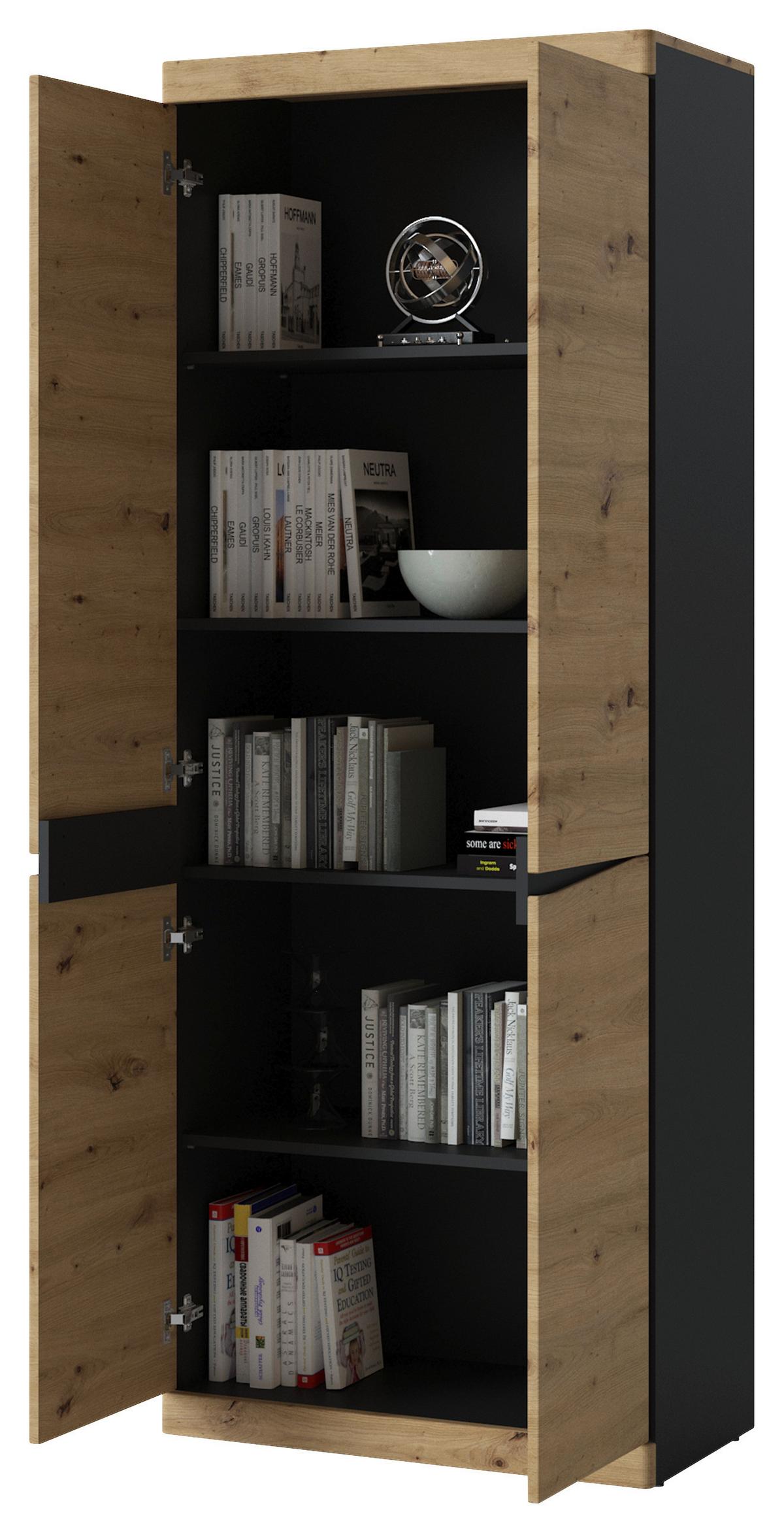 Omara Turino, Antracit, Barva Hrasta - antracit/hrast artisan, Trend, leseni material (75,8/196,5/39,9cm)