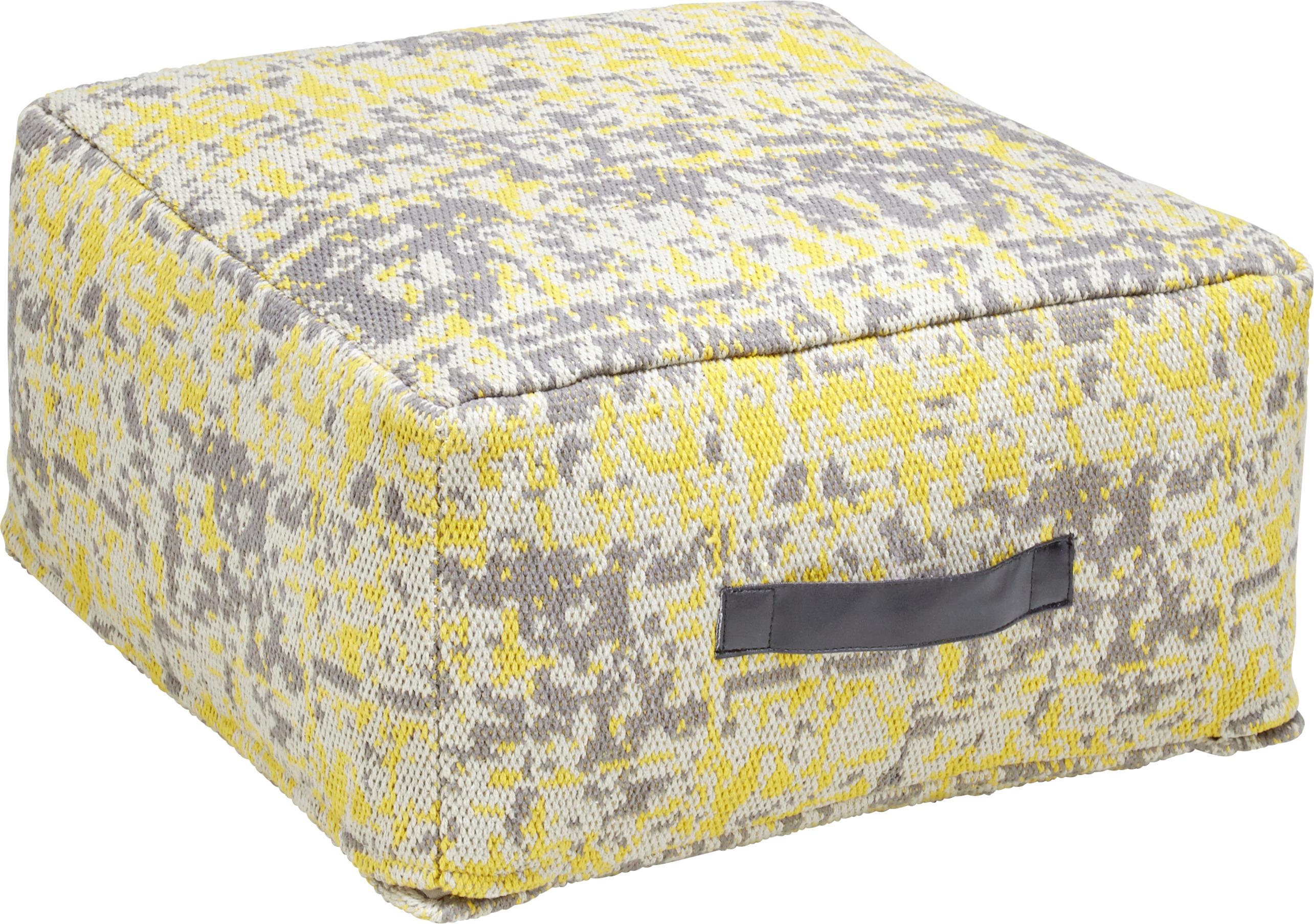 Pouf Textured Trio in Gelb/Grau ca. 50x25cm - KONVENTIONELL, Textil (50/50/25cm) - Bessagi Home