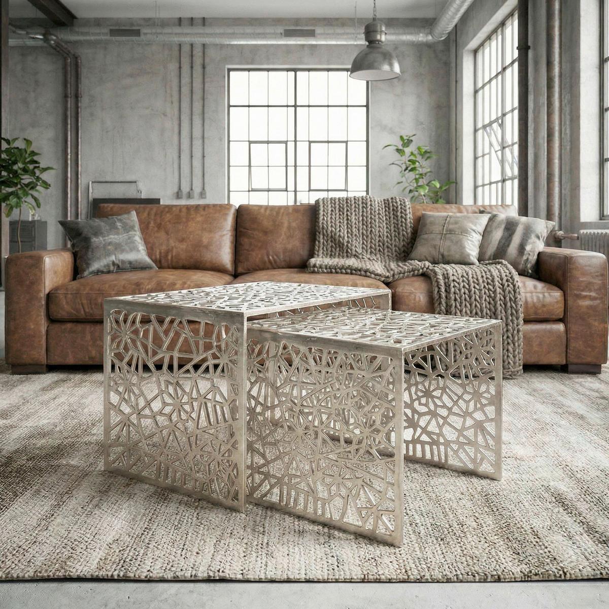 Set De Măsuțe Suprapuse Wl7.504 - argintiu, Design, metal (50/40/40/35/40/35cm) - MID.YOU
