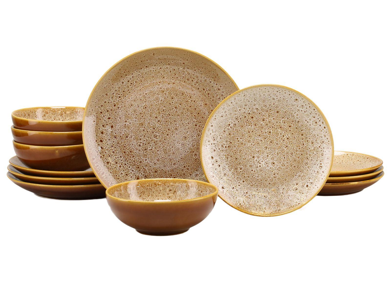 Tafelservice Cognac, 12-teilig - Cognac, Keramik - Creatable