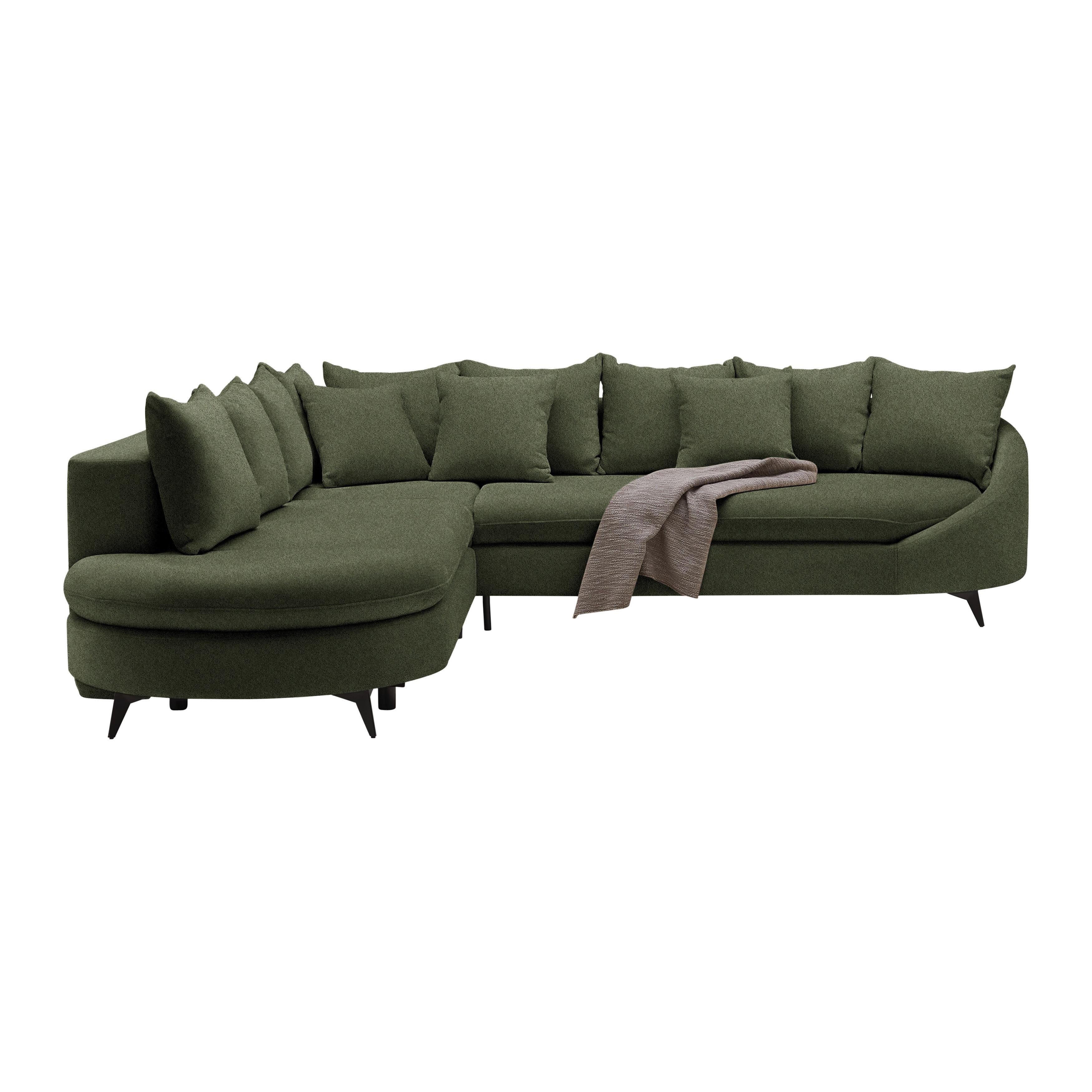 Ecksofa Axel Olivgrün - Schwarz/Olivgrün, MODERN, Textil/Metall (291/250cm) - Mömax