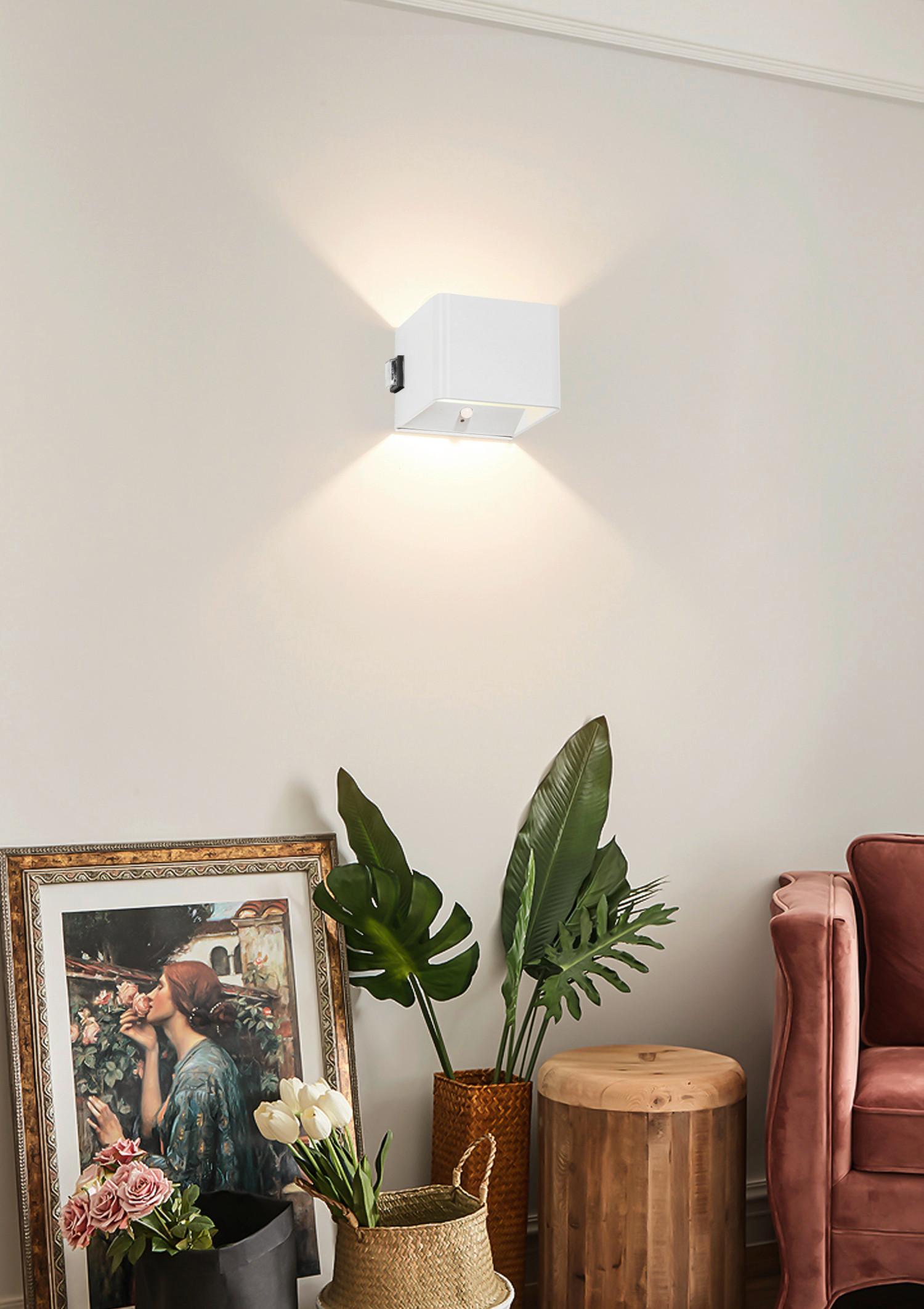 KINKIET AKUMULATOROWY CUBE - biały, Basics, tworzywo sztuczne/metal (10,1/8,05/10,28cm) - Novel