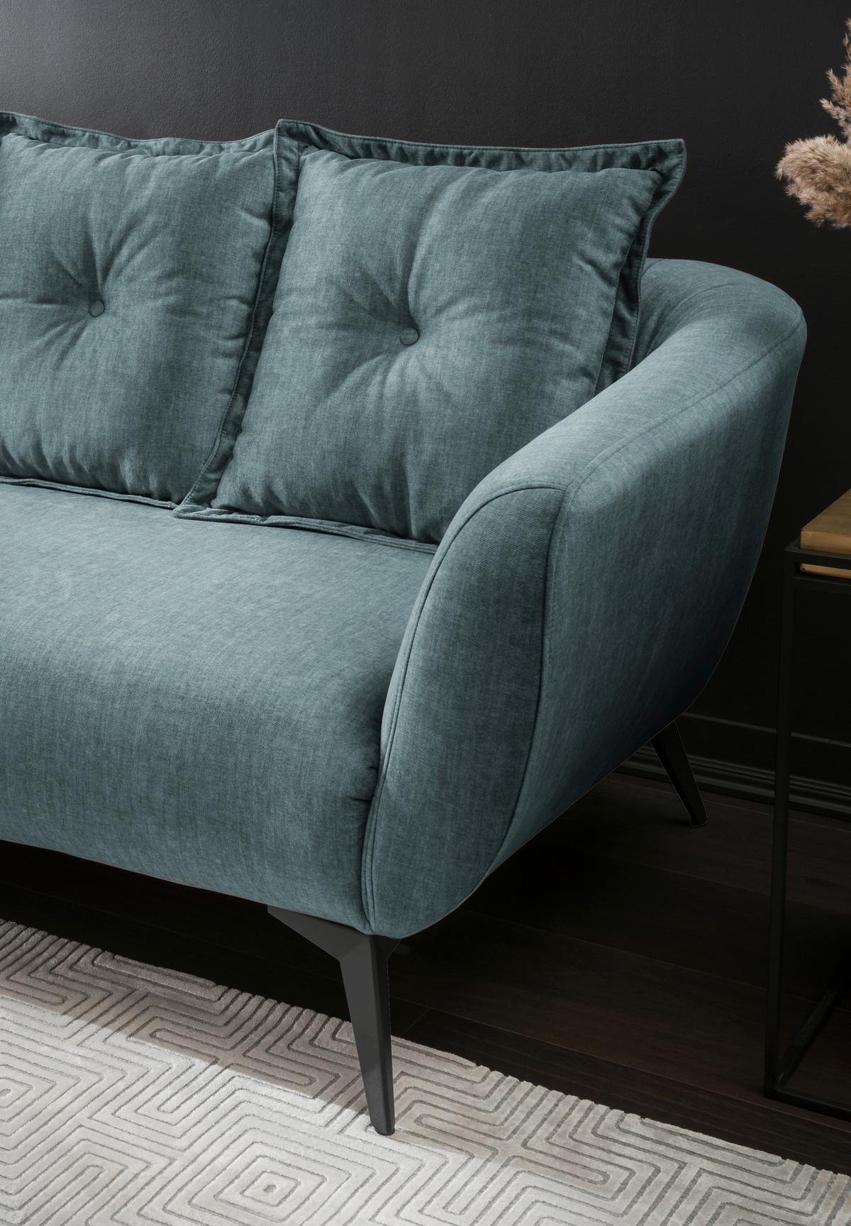3-Sitzer-Sofa Baggio Blau Velours - Blau/Schwarz, MODERN, Holz/Textil (236/94/103cm) - Livetastic