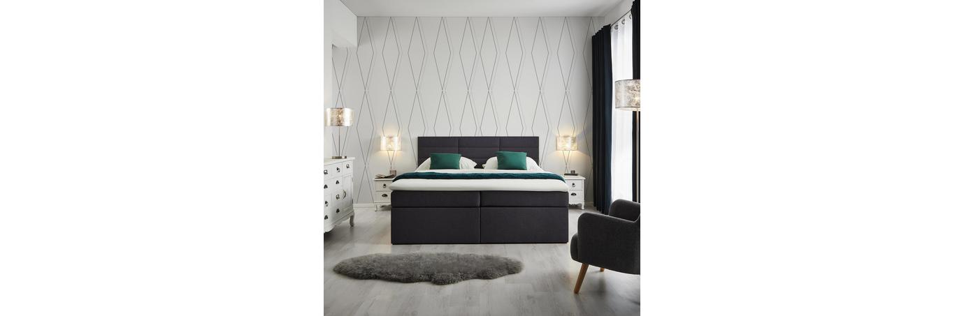 Boxspringbett in Grau ca. 180x 200 cm inkl. Topper 'Lisa' - Dunkelgrau, MODERN, Holz/Textil (205/186/103cm) - Bessagi Home