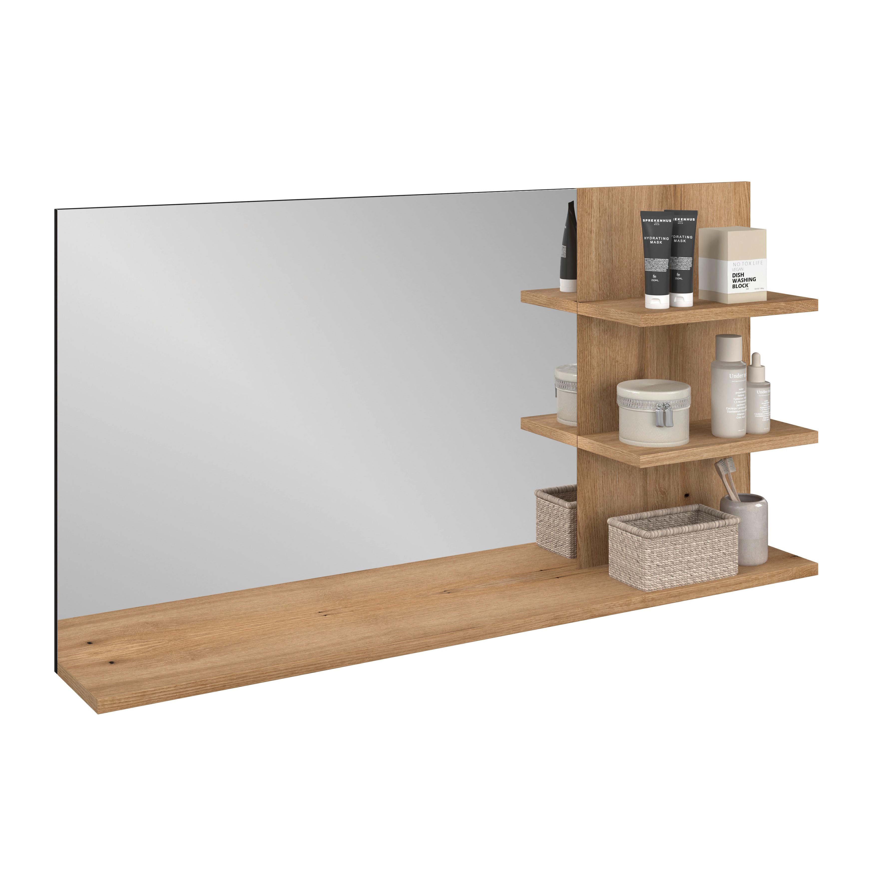 Ogledalo Za Kupatilo Cotia - boja hrasta/antracit, Moderno, staklo/pločasti materijal (135/70/20cm) - James Wood