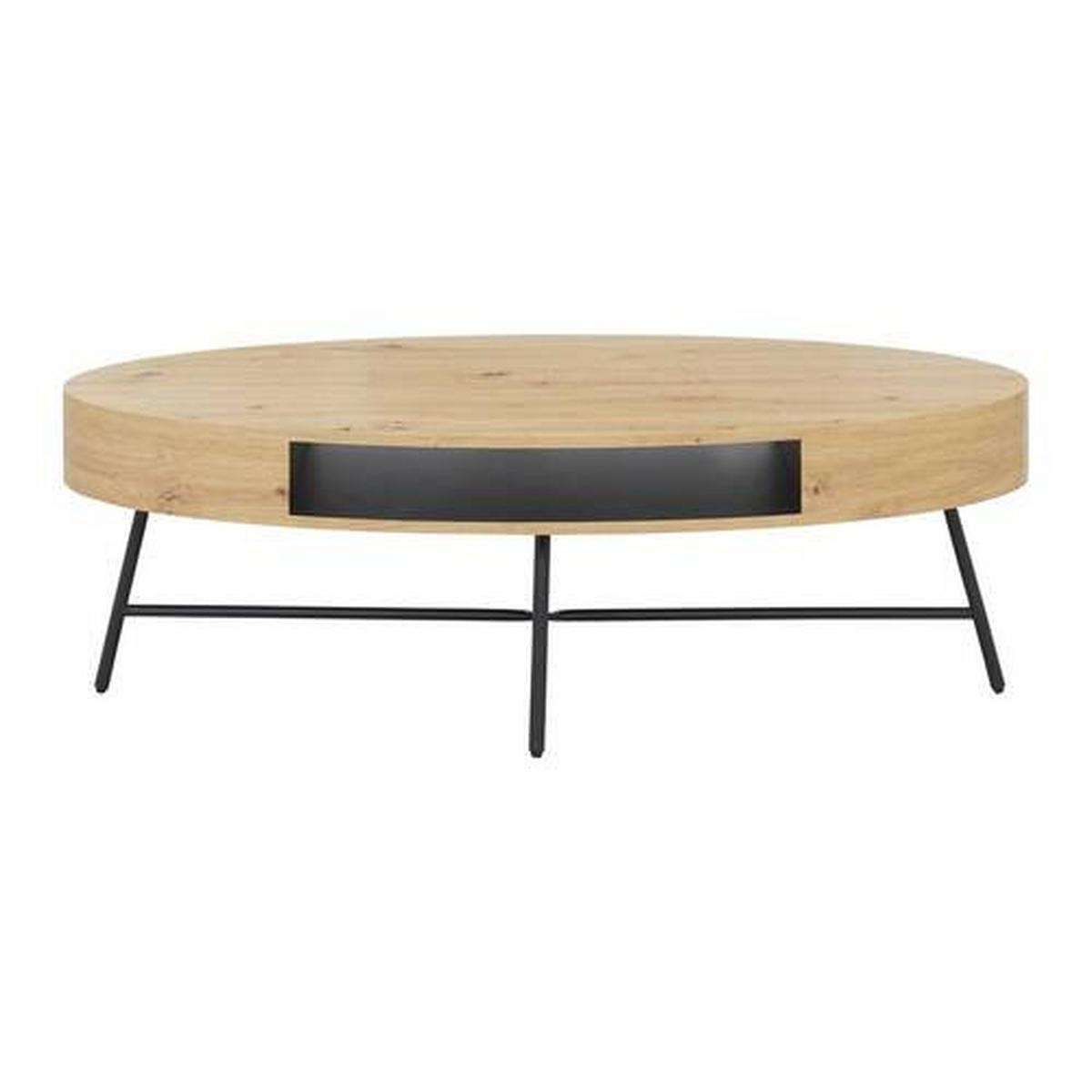 Couchtisch Emilia Eichefarben MDF - Eichefarben/Schwarz, MODERN, Metall (120/60/40cm) - Bessagi Home