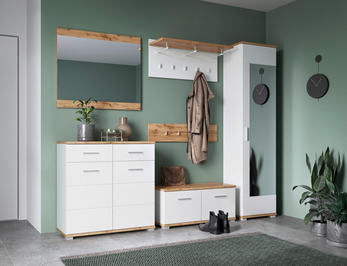 Omara Za Čevlje Hola, Bela, Barva Hrasta - hrast wotan/barve hrasta, Trend, umetna masa/leseni material (90/88/33,5cm)