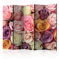 Paravent Pastel Roses II Violett/Hellrosa - Hellrosa/Violett, Basics, Holz/Textil (225/172/3cm) - artgeist