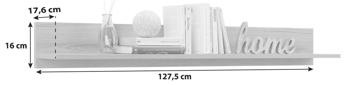 Zidna Polica Power - Moderno, drvni materijal (127,5/16/17,6cm) - Modern Living