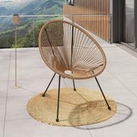 Garten-Relaxsessel Uno Naturfarben/Schwarz - Schwarz/Naturfarben, Basics, Kunststoff/Metall (71/83,5/77cm)