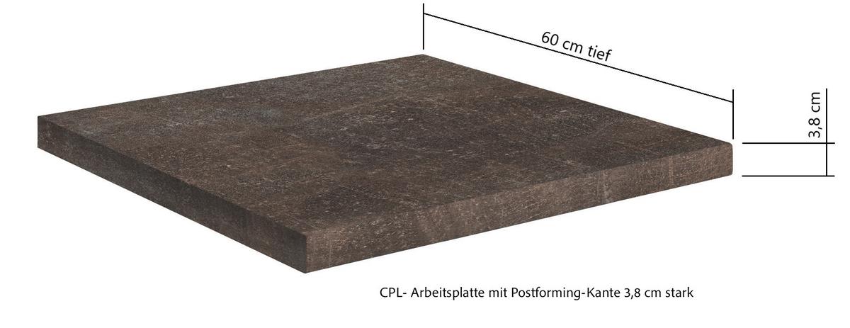 Küchenblock Glasgow m. Geräten Graphit/Eiche - Eichefarben/Graphitfarben, LIFESTYLE, Holzwerkstoff/Metall (300cm) - Held