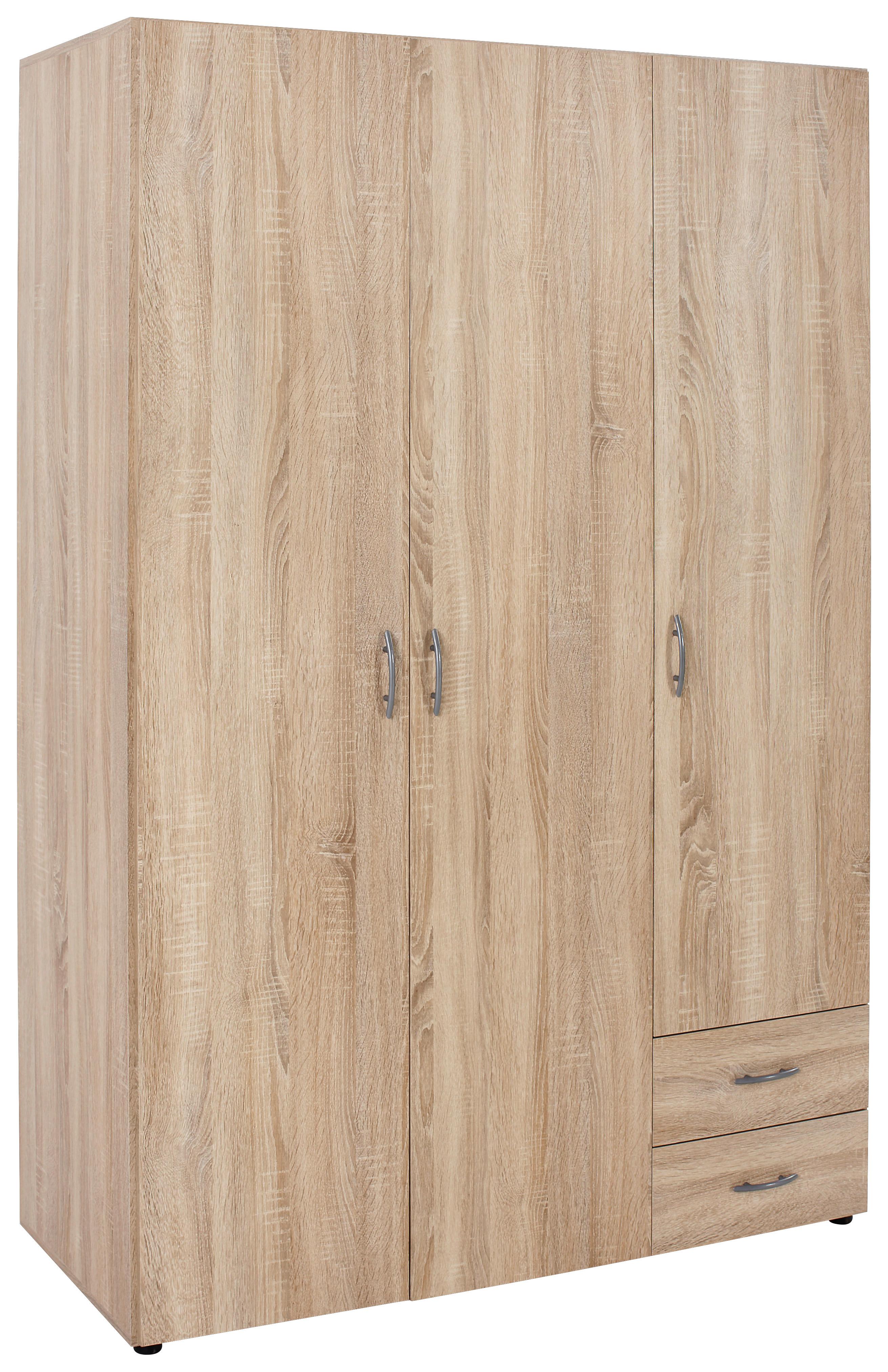 Omara Za Oblačila Base - hrast/srebrna, umetna masa/leseni material (120/177/52cm) - Modern Living