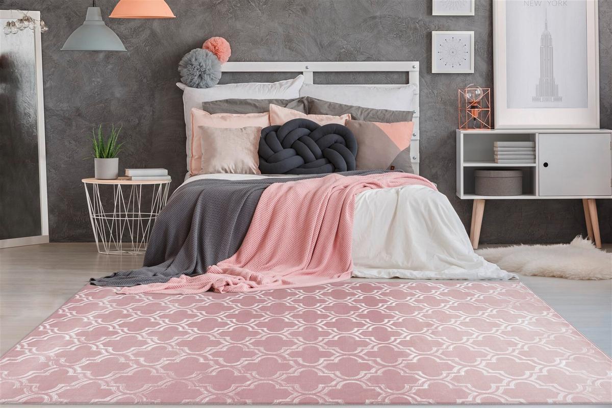 Flachwebeteppich Monroe 100 Rosa - Rosa, Konventionell, Textil (120/170cm) - Kayoom