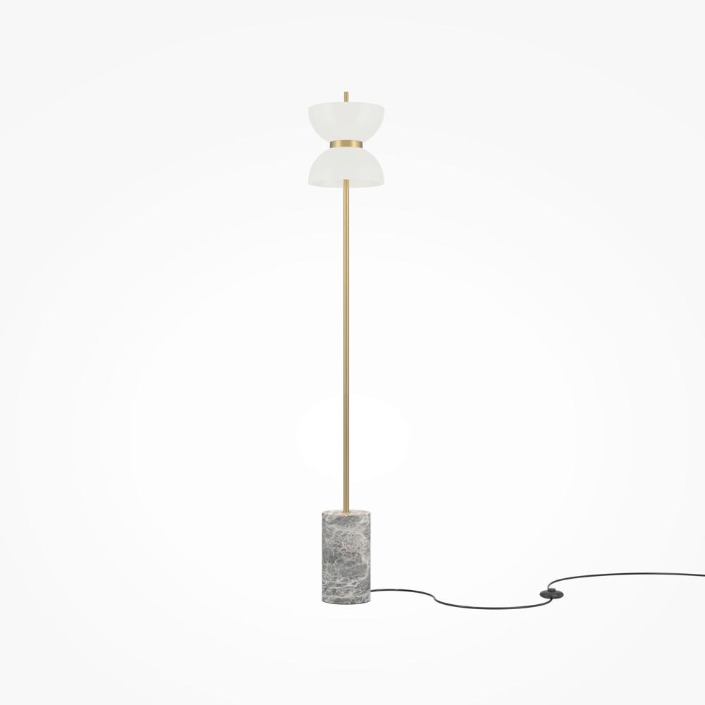 Stehleuchte Kyoto - Goldfarben/Grau, Modern, Stein/Metall (22/145cm) - MAYTONI
