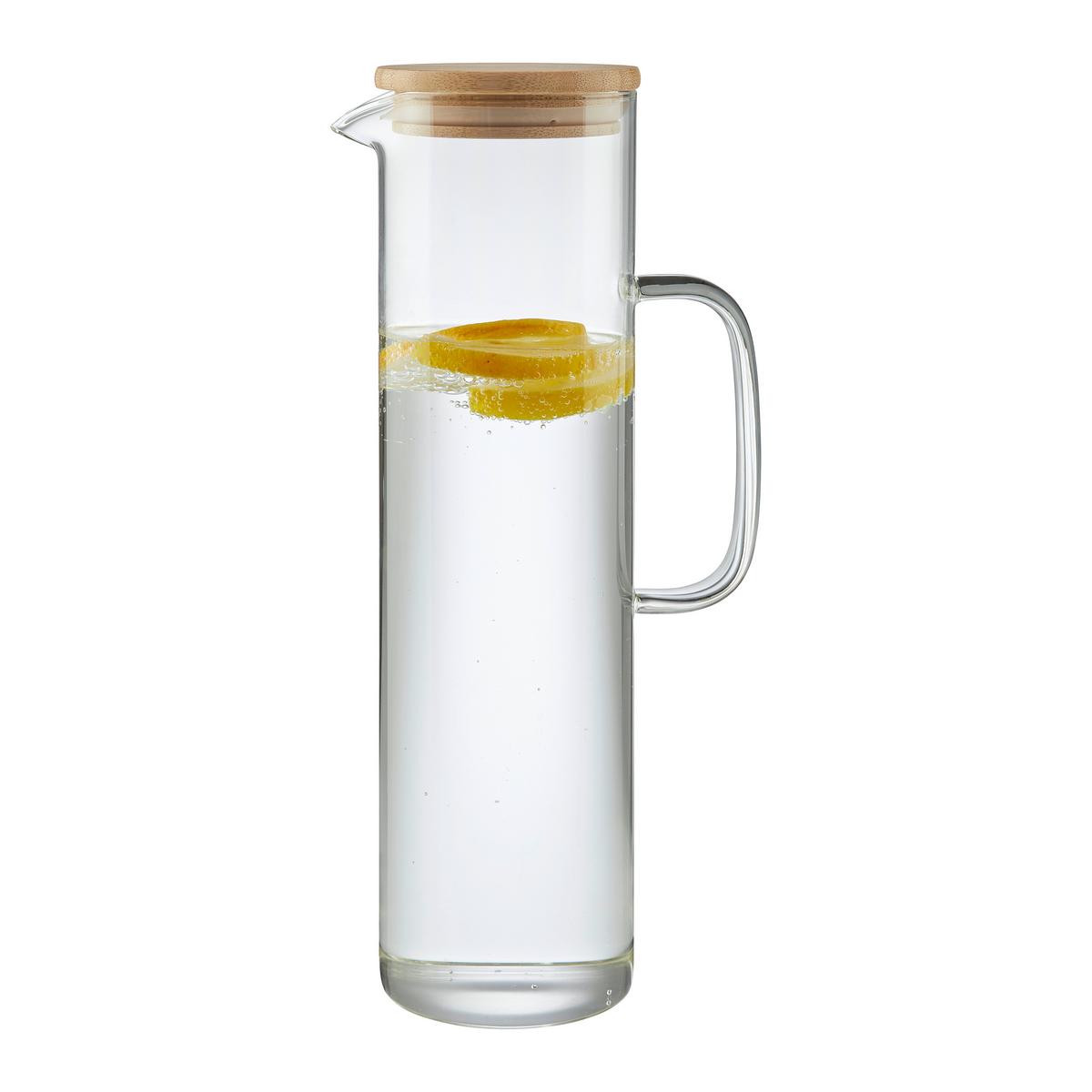 Krug Kiki Klar ca. 1,2 l - Klar/Naturfarben, MODERN, Glas/Holz (8,4/29cm) - Mömax