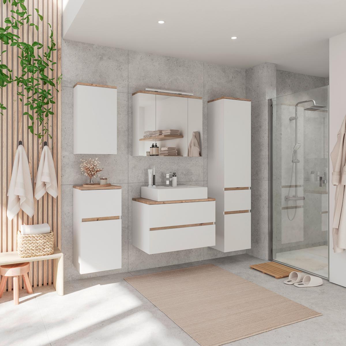 Omarica Za Pod Umivalnik Marbella, Bela - bela, Moderno, leseni material/keramika (80/64,5/47cm) - Mömax