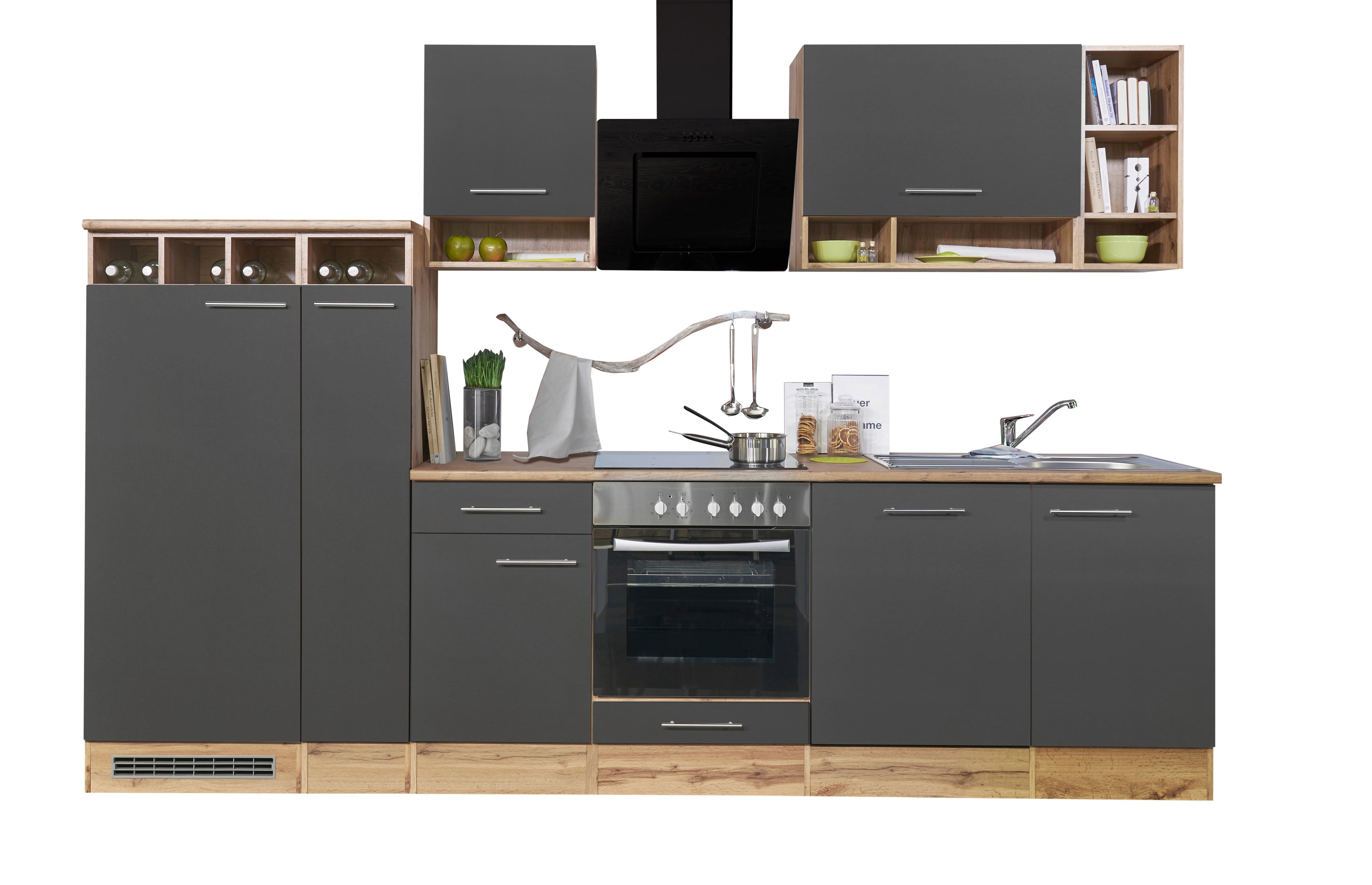 Küchenleerblock LBBEKB310EGC - Wildeiche/Edelstahlfarben, Basics, Holzwerkstoff/Metall (310cm) - Respekta