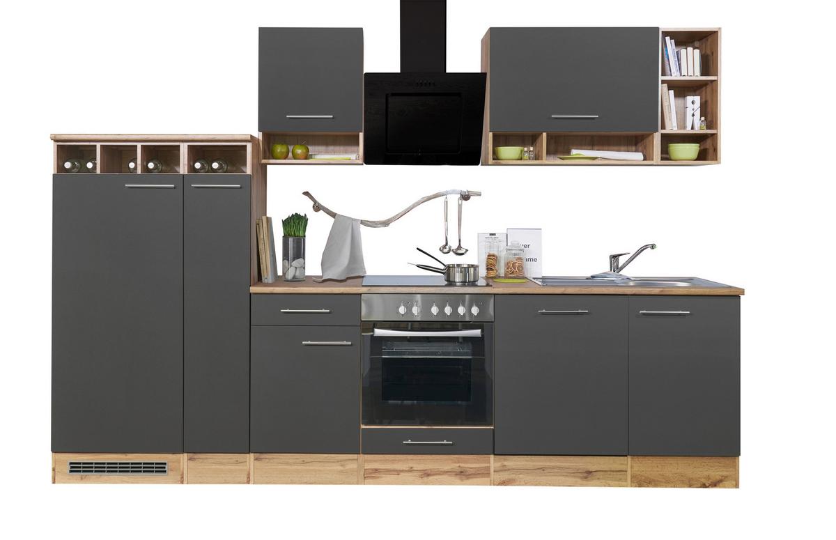 Küchenleerblock LBBEKB310EGC - Wildeiche/Edelstahlfarben, Basics, Holzwerkstoff/Metall (310cm) - Respekta