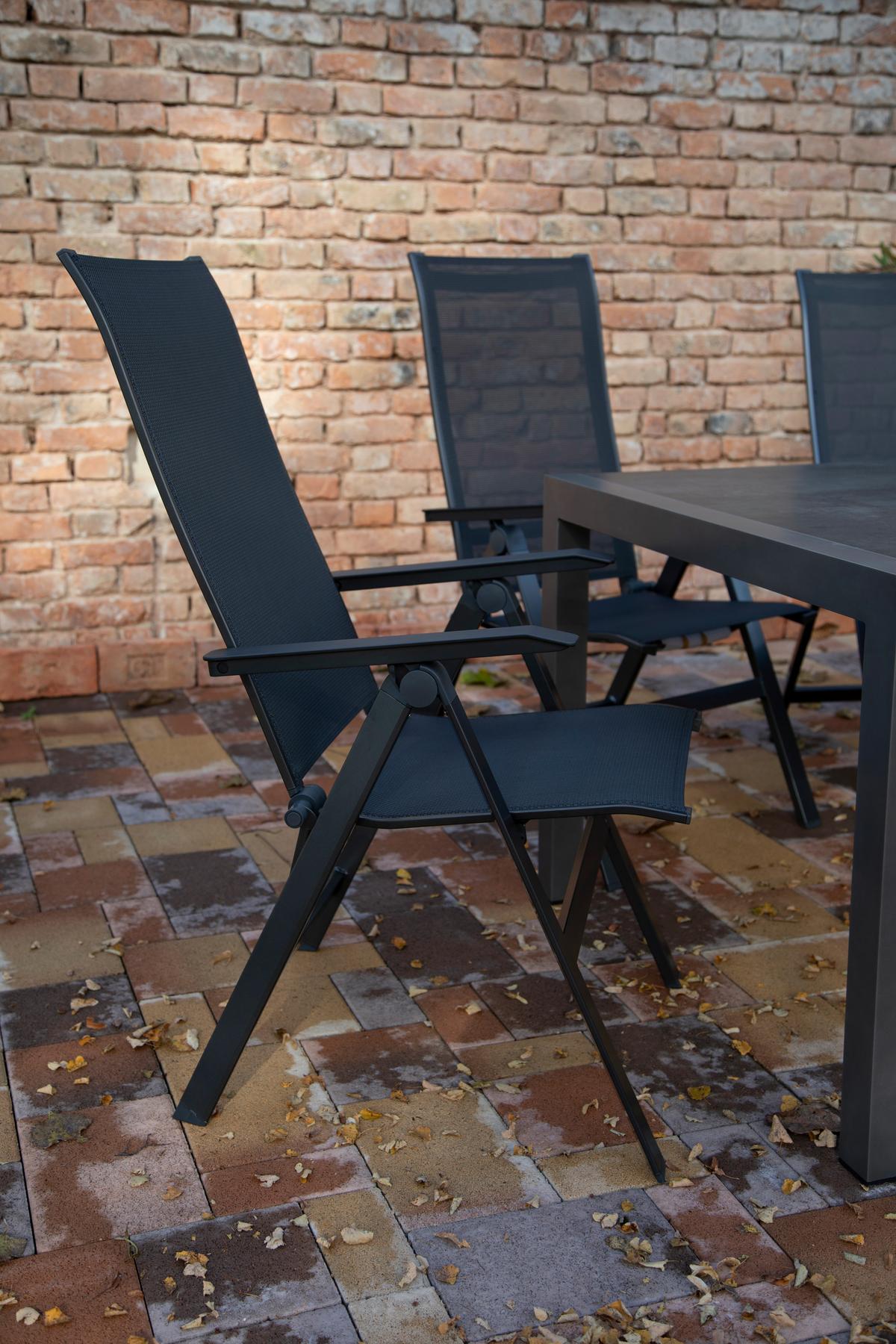 Gartengarnitur Uran 5-Teilig Metall/Textil/Holzwerkstoff - Anthrazit/Schwarz, Basics, Holzwerkstoff/Textil (160+60/98/74cm) - Acamp