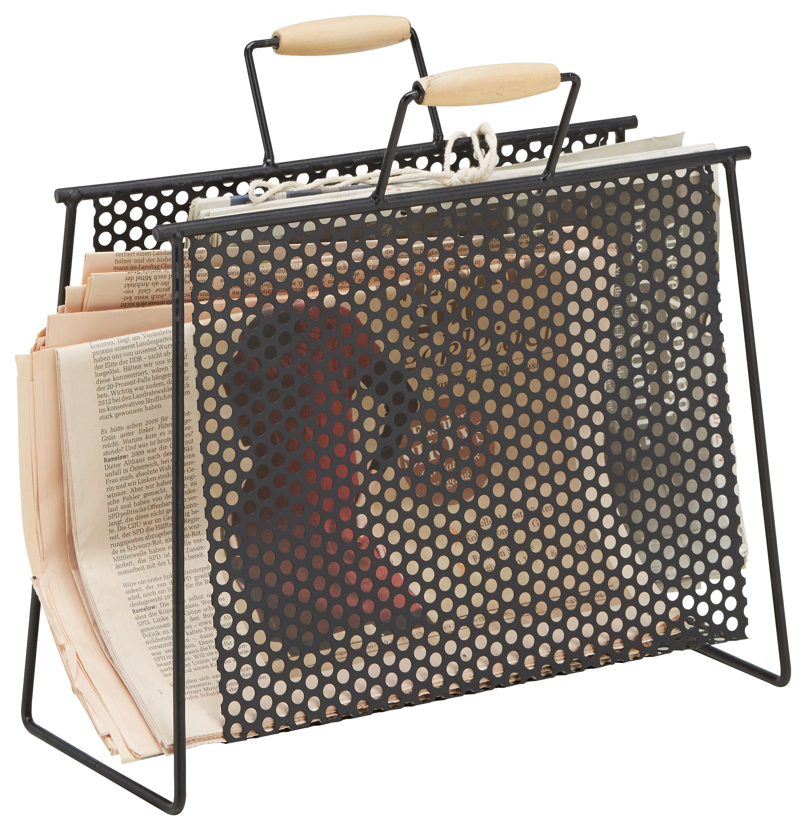 Zeitungsständer Schwarz/Naturfarben - Schwarz/Naturfarben, Modern, Holz/Metall (16,5/35/37cm) - Mömax